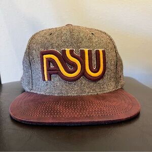 Vintage Inspired Arizona State Sun Devils NCAA Wool Leather Flat Bill Hat